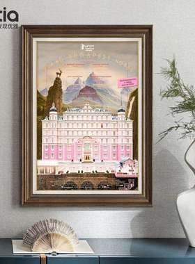 布达佩斯大饭店美式餐厅装饰画欧式复古油画饭厅挂画客厅玄关壁画