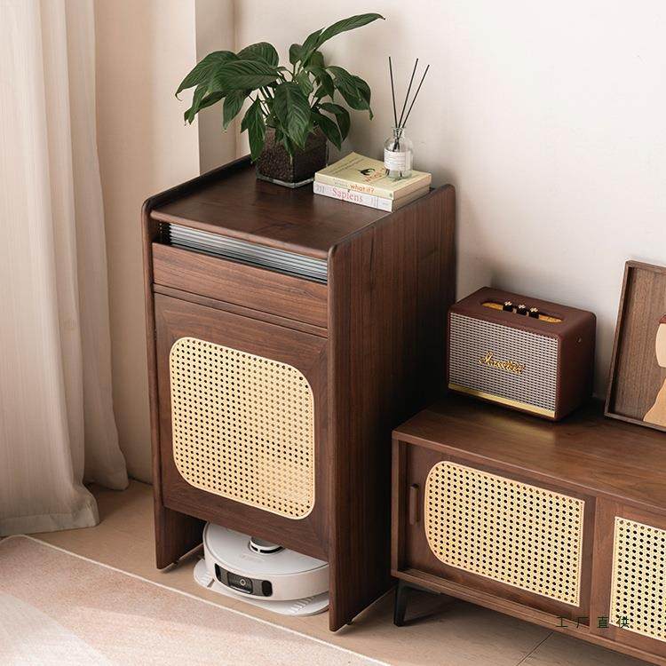 实木机器人扫地机柜子客厅无底板收纳柜带轮可移动基站置物柜