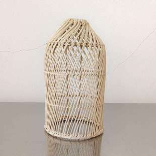 工厂直销仿藤工艺吊灯中式复古餐厅手工编织吊灯名宿禅灯罩仿藤纸