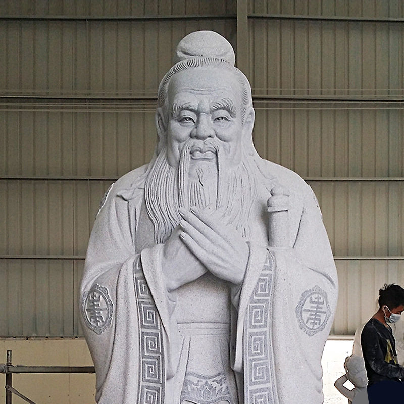 汉白玉雕刻孔夫子行教像 花岗岩石雕孔子像摆校园 园林人物石雕像