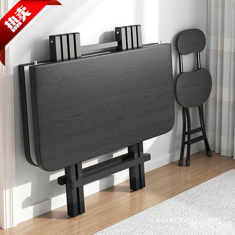 折叠桌餐桌方桌子家用简易1米吃饭桌90cm户外宿舍折叠桌椅四方桌