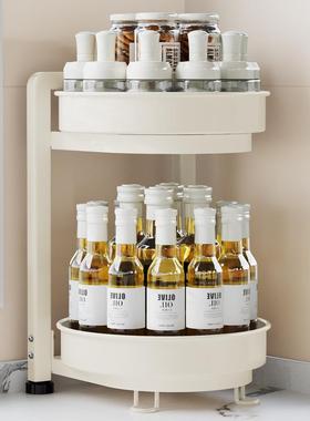 旋转调料置物架厨房调料品架子双层家用台面转角佐料调味品收纳架