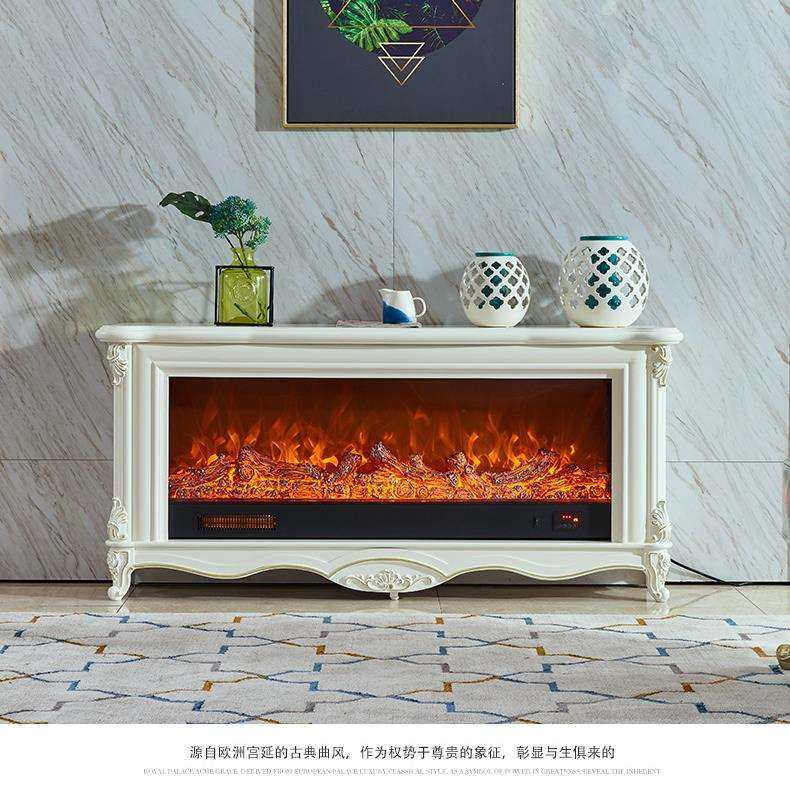 1.5米欧式雕花描金壁炉客厅实木装饰柜电视柜取暖电子仿真火炉芯