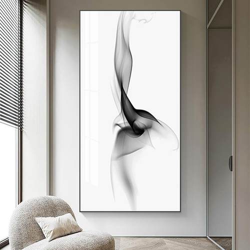 现代几何黑白线条卧室装饰画抽象极简客厅餐厅挂画玄关过道正对门