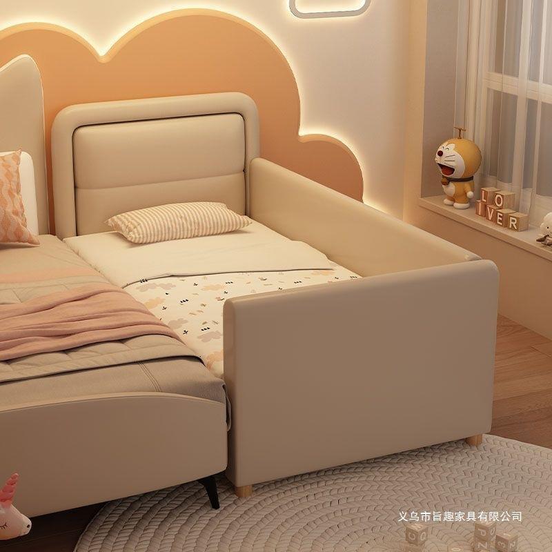 实木软包拼接儿童床大床儿童护栏男孩女孩婴儿床宝宝加宽床边小床