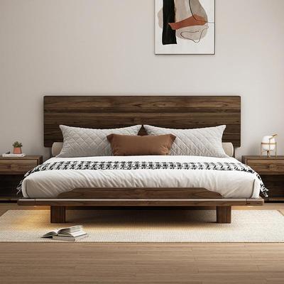 北美黑胡桃木无床头床榻榻米床小户型床全实木床床架矮床悬浮床
