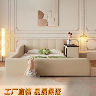 现代简约床榻榻米床卧室多功能带书桌儿童床储物带护栏双人床