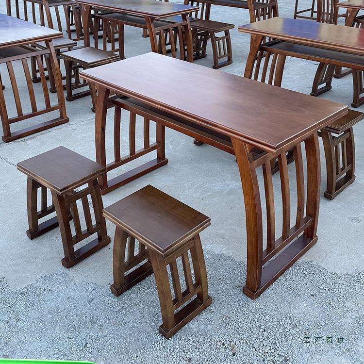 中式实木国学桌马鞍桌培训班课桌椅幼儿园仿古书画桌学生书法桌椅