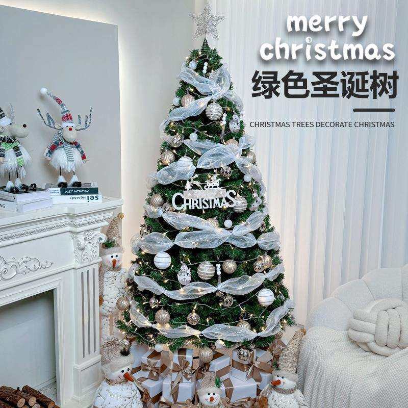 绿色圣诞树加密仿真大型PVC仿真圣诞节日室内装饰树商场场景摆件