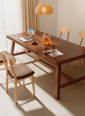 北欧实木腿餐桌现代简约轻奢长方形日式桌椅组合小户型家用吃饭桌