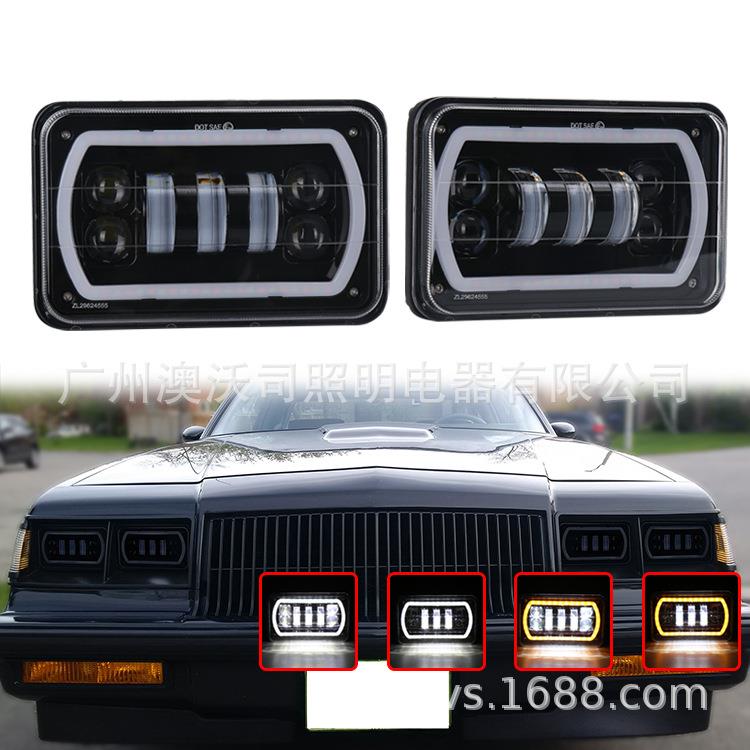 现货4X6方灯越野卡货车改装天使眼LED大灯加支架工作灯