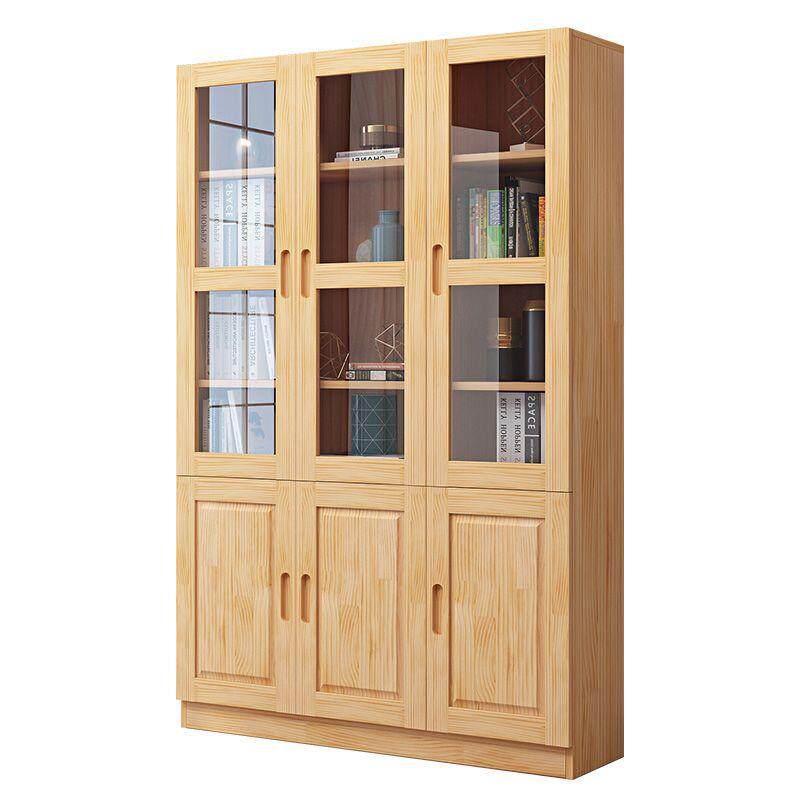 防尘书柜玻璃门实木书架置物架带门落地家用儿童客厅落地简约立柜