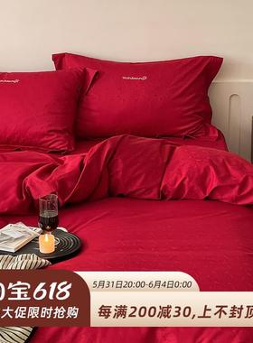 ZQ法式浪漫红色玫瑰丨100支长绒棉四件套全棉纯棉结婚庆新婚嫁床