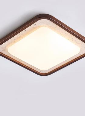 中古风卧室吸顶灯感正方形复古美式胡桃木色主卧书房餐厅