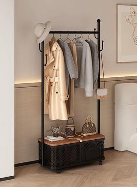 衣帽架奶油衣架卧室落地简约简易多功能移动挂衣架家用衣服收纳架