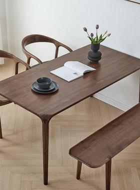全实木家具简约饭桌现代家用黑胡桃木日式极简式餐厅整体榫卯饭桌