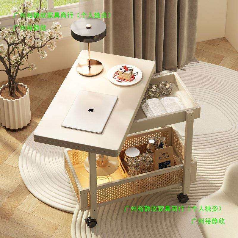 移动茶几可折叠桌子小户型客厅家用沙发阳台餐桌两用实木中古推车