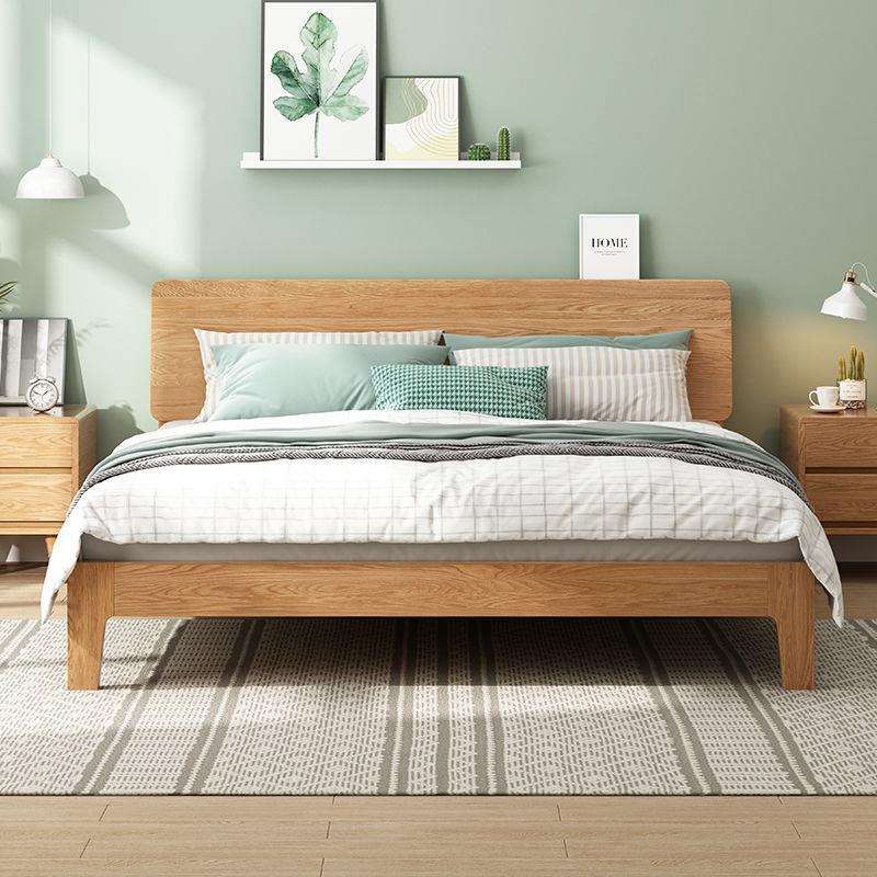 床实木北欧全实木床家用主次卧简约小户型橡木双人原木风婚床木床