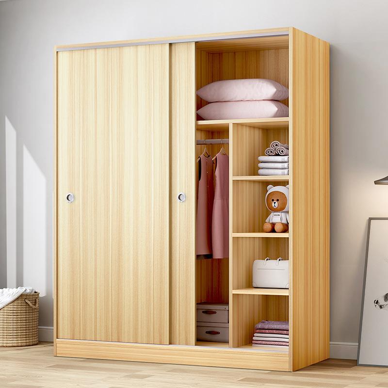 衣柜现代简约家用卧室简易出租房用实木经济型柜子儿童推拉门衣橱