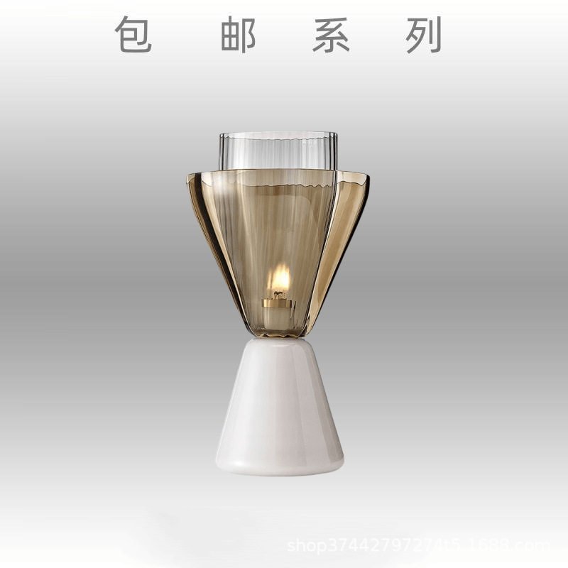 后现代大理石客厅卧室书房床头台灯创意设计师样板房玻璃装饰台灯