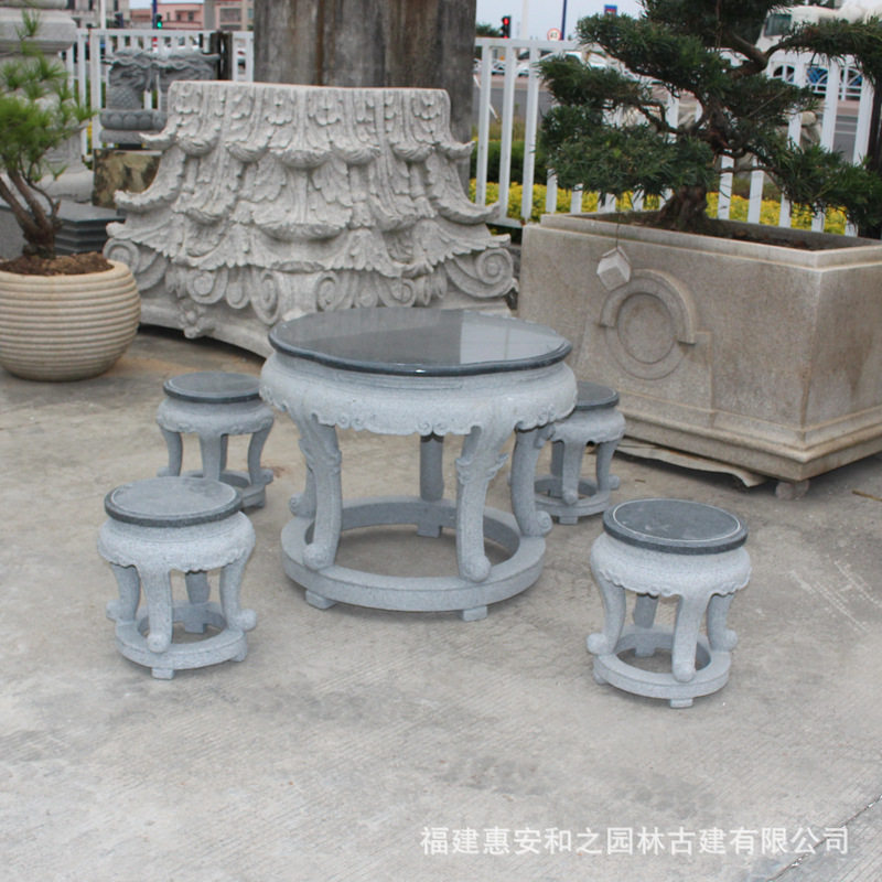 福建加工户外石圆桌石椅造型图