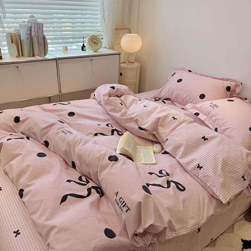 全棉加厚贡缎磨毛四件套田园风小碎花少女心被套床单秋冬季床品