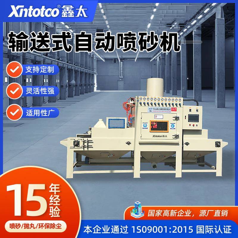 电镀前处理自动输送式喷砂机金属零件表面清洁喷砂机通过式喷砂机