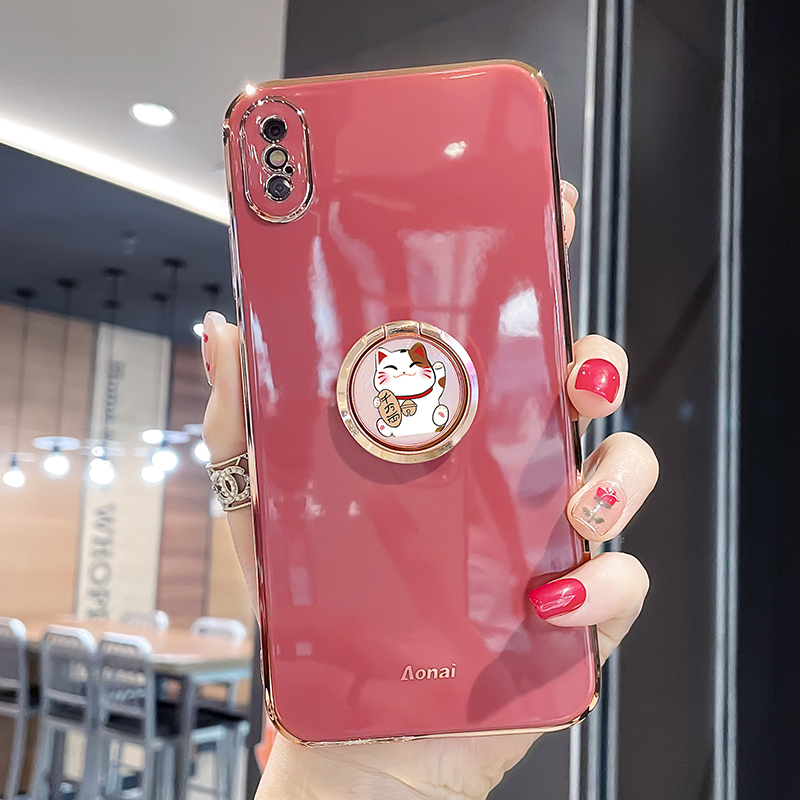 苹果手机壳招财猫指环支架