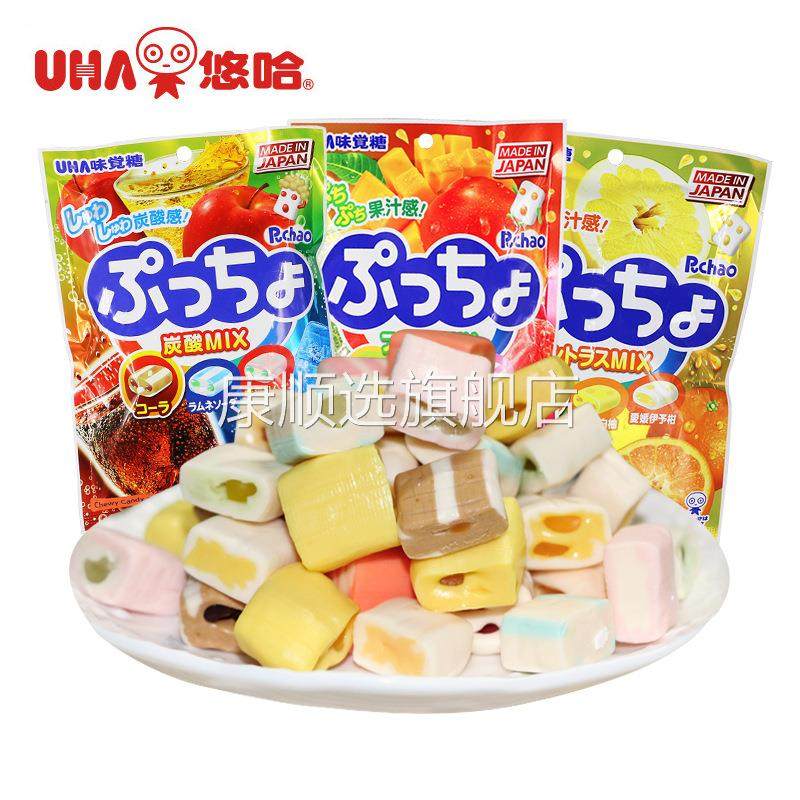 UHA悠哈普超什锦夹心水果软糖90g日本进口果汁软糖味婚庆糖果零食