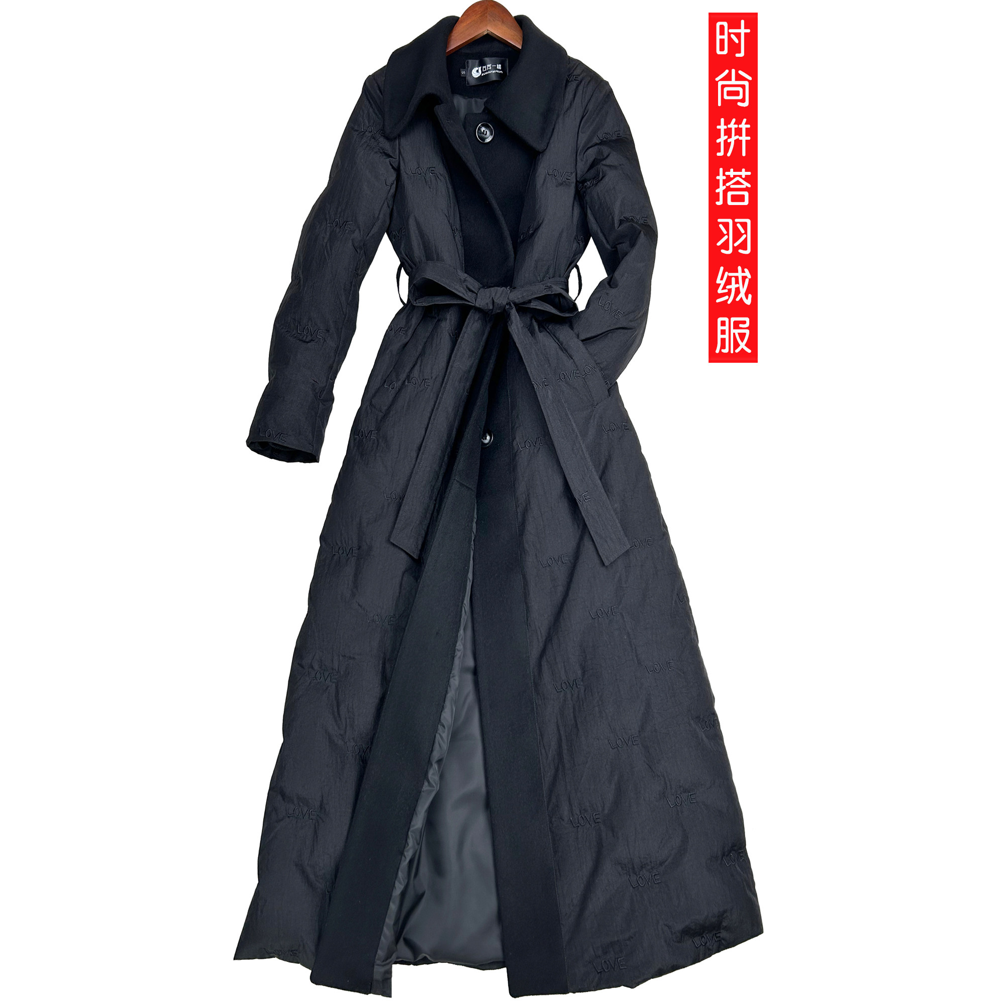 2025冬季新款羽绒服女长款过膝修身棉服外套轻薄款刺绣气质羽绒袄