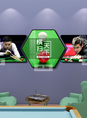 中八台球厅饰画俱乐部斯诺丁俊晖潘晓婷报画桌球室挂画