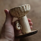 复古手捏粗陶烛台黑陶灯台白釉黑陶复古蜡烛9.口径.