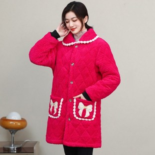 加绒加厚冬季女工作服罩衣外防寒保暖棉大衣新款棉袄中长款冬装