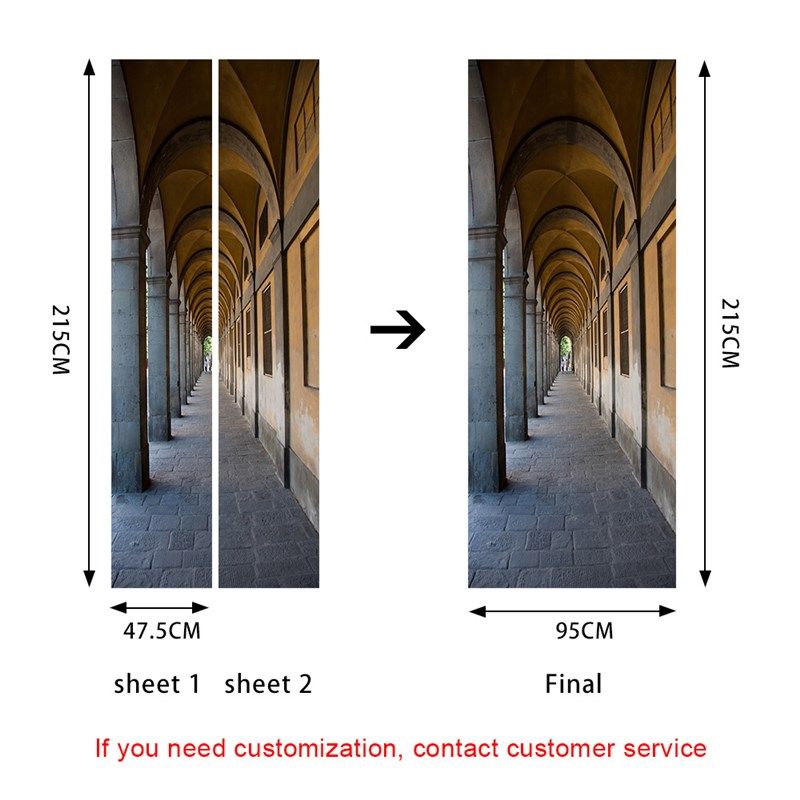 老式欧洲建筑拱门走廊门贴卧室推拉门客厅N门翻新改造自粘可移除
