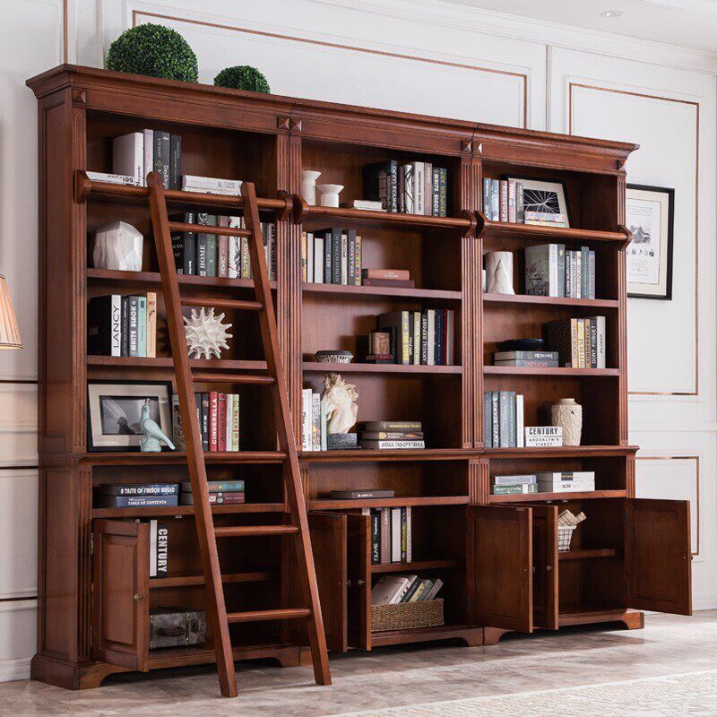 客厅书房多层书柜组合美式靠墙置物柜乡村书架无门书橱展示柜