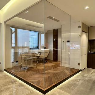 定制艺术玻璃隔断无框卫生间淋浴房超白平波钢化桌面茶几餐桌圆形