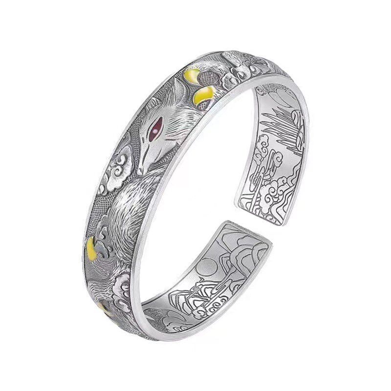 送妈妈银手镯女纯银实心莫比乌斯环镯子男女生幻彩送女友生日礼物