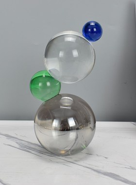 现代简约客厅电视柜橱窗酒柜软装摆件样J板房水晶抽象蚂蚁轻奢摆