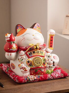 精致摇手招财猫摆件 电动电池自动招手特大号Q中号小号新款不掉色
