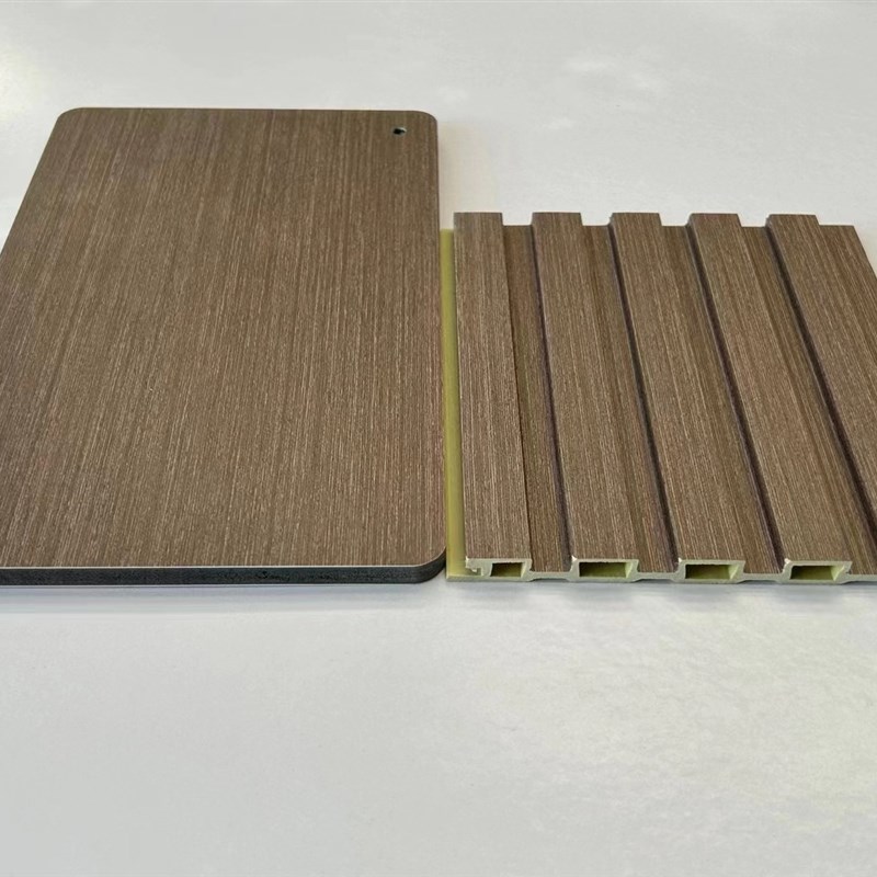 竹木纤维格栅护墙板背景墙生态木凹凸长城板pc装饰圆孔格栅墙板