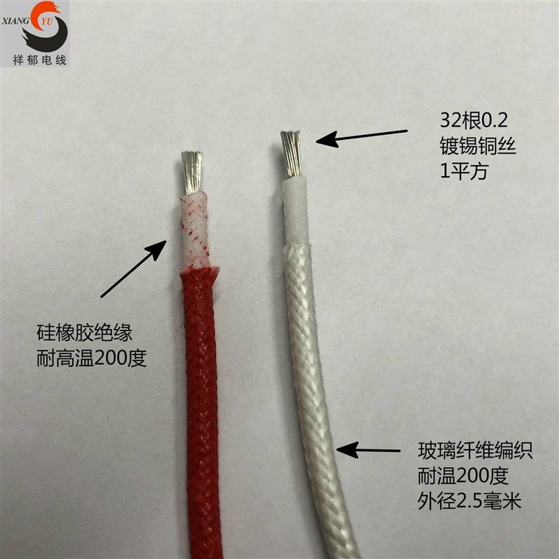 硅胶编织线GRP1平方 柔软玻璃纤维mm2 高温电线 耐热线