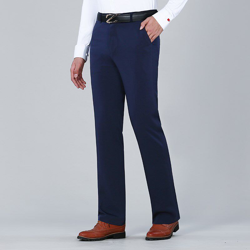 夏季冰丝薄款直筒裤男青年修身垂感弹力西裤商务休闲时尚百搭男裤