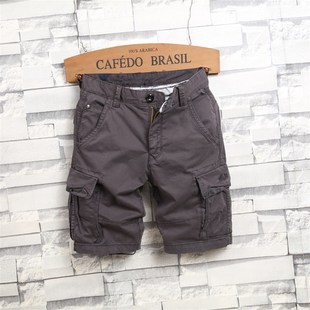 工装短裤男多口袋韩版潮流五分裤子宽休闲中裤夏季直筒深灰色马裤