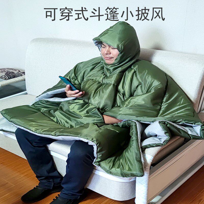 秋冬羽绒睡袋户外超轻q成人大人加厚防寒睡袋斗篷可穿披风睡袋便