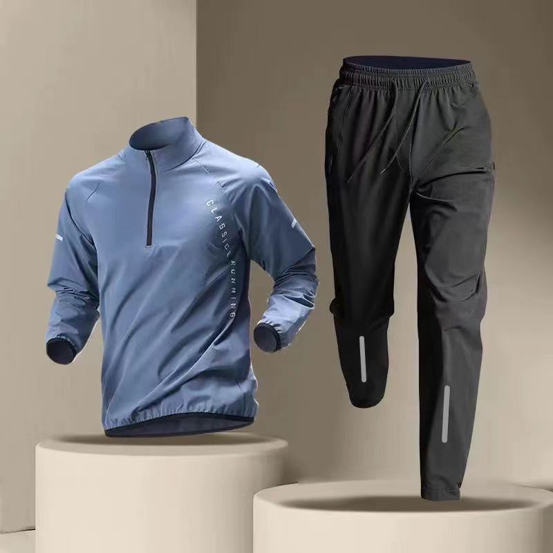 运动套装男女训练服速干衣秋冬字母体育生田径秋冬跑步半拉链长袖
