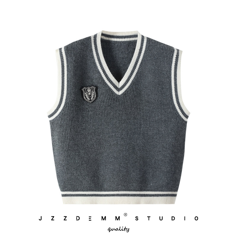 高级感学院风叠穿马甲女秋冬款v领坎肩外穿毛衣针织背心外搭上衣