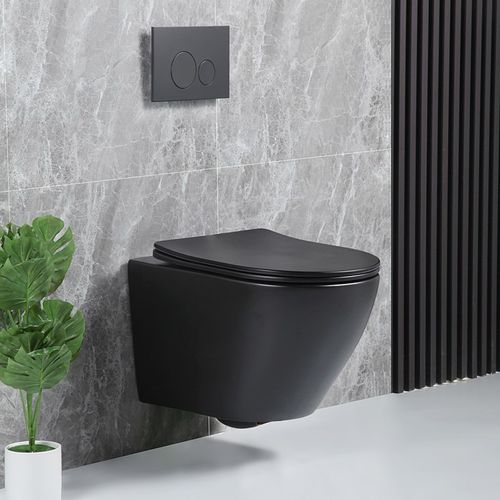 壁挂式黑色马桶 哑光亮光黑悬挂入墙水箱隐藏墙排小户型坐便器