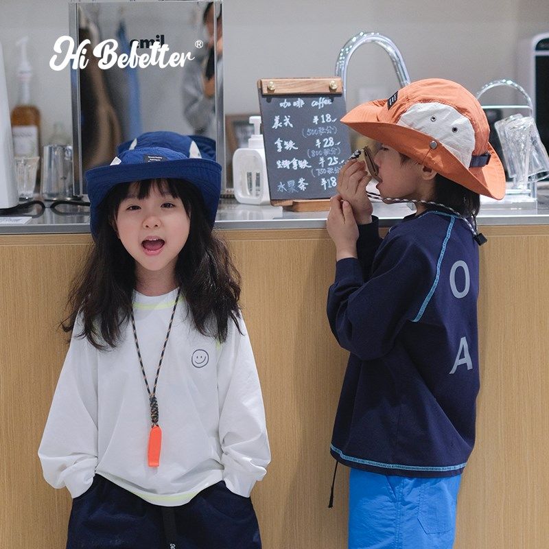 熊仔家儿童帽子夏季男孩帅气2024渔夫帽女户外帅气防晒速干遮阳帽