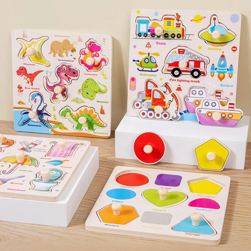 Montessori Baby Toys Wooden 3d Puzzle CartoNon Animal Intell