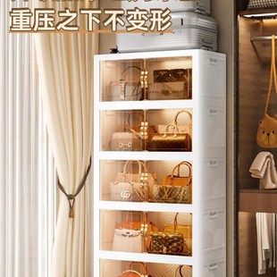 放包包置物架落地透明存放 折叠免安装 包包l收纳柜家用展示架装